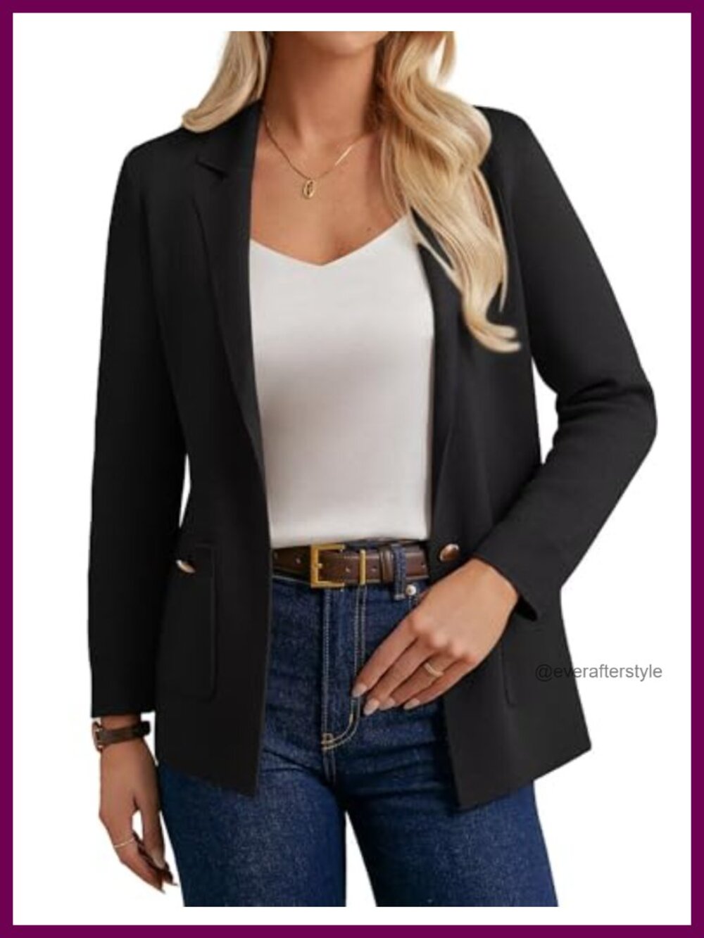 Knit Sweater Blazer Business Casual Open Front Cardigan with Pockets